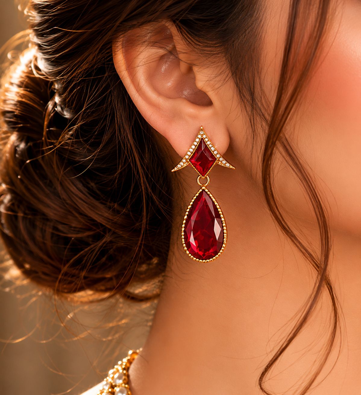 Jaipuri Mossanite Ruby Necklace