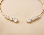 Graduated Stone Open Cuff Necklace | Gold Plated