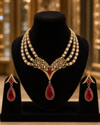Jaipuri Mossanite Ruby Necklace