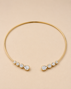 Graduated Stone Open Cuff Necklace | Gold Plated