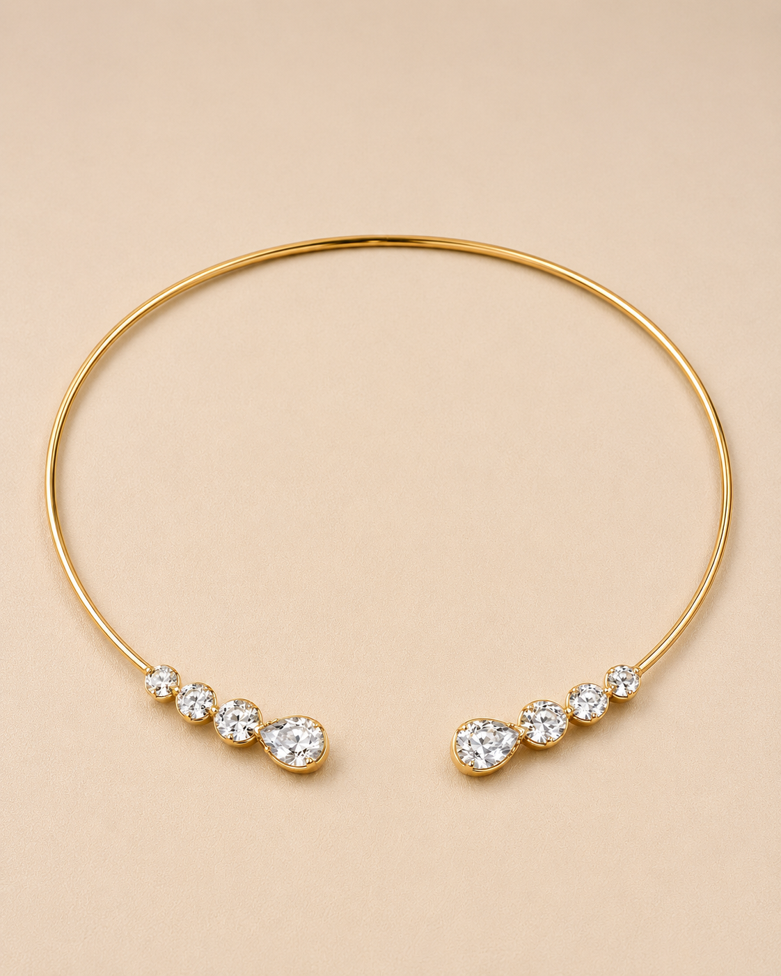 Graduated Stone Open Cuff Necklace | Gold Plated