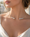 Graduated Stone Open Cuff Necklace | Gold Plated