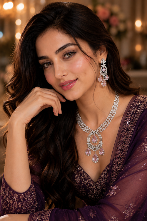 Blush Crystal Vine Necklace Set