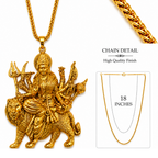 Durga Mata Ashtabhuja Pendant Necklace — Gold Finish