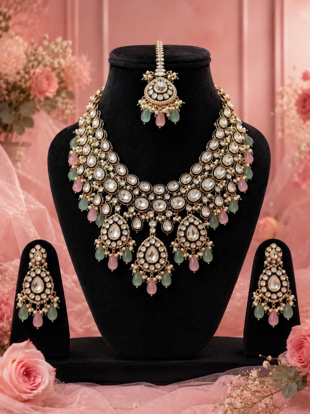 Rubans 24K gold-plated Kundan necklace set