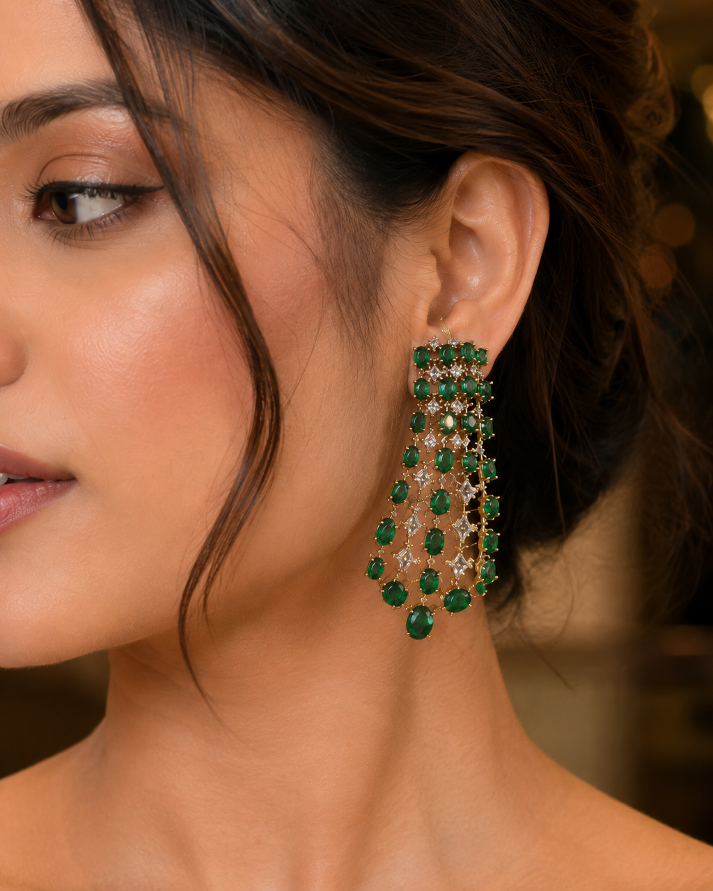 Eylsian emerald-green statement necklace set