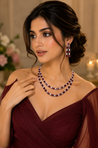 double-line ruby stone neckset