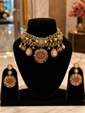 Carved Multi-Stone Choker Set with Chain Detailing